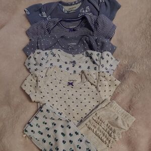 5 Carter's Onesies And 2 Pairs Of Pants